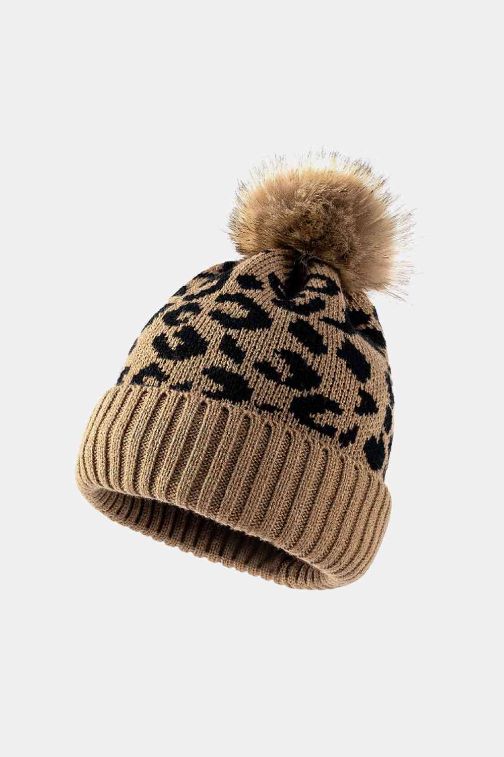 Mütze mit Leoparden-Pom-Pom-Bündchen