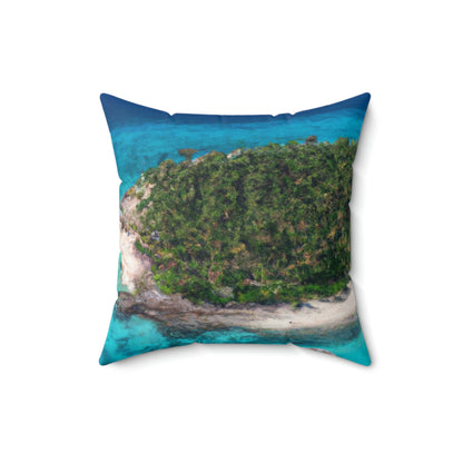 "Exploring Mystery Island by Airship" - The Alien Square Pillow