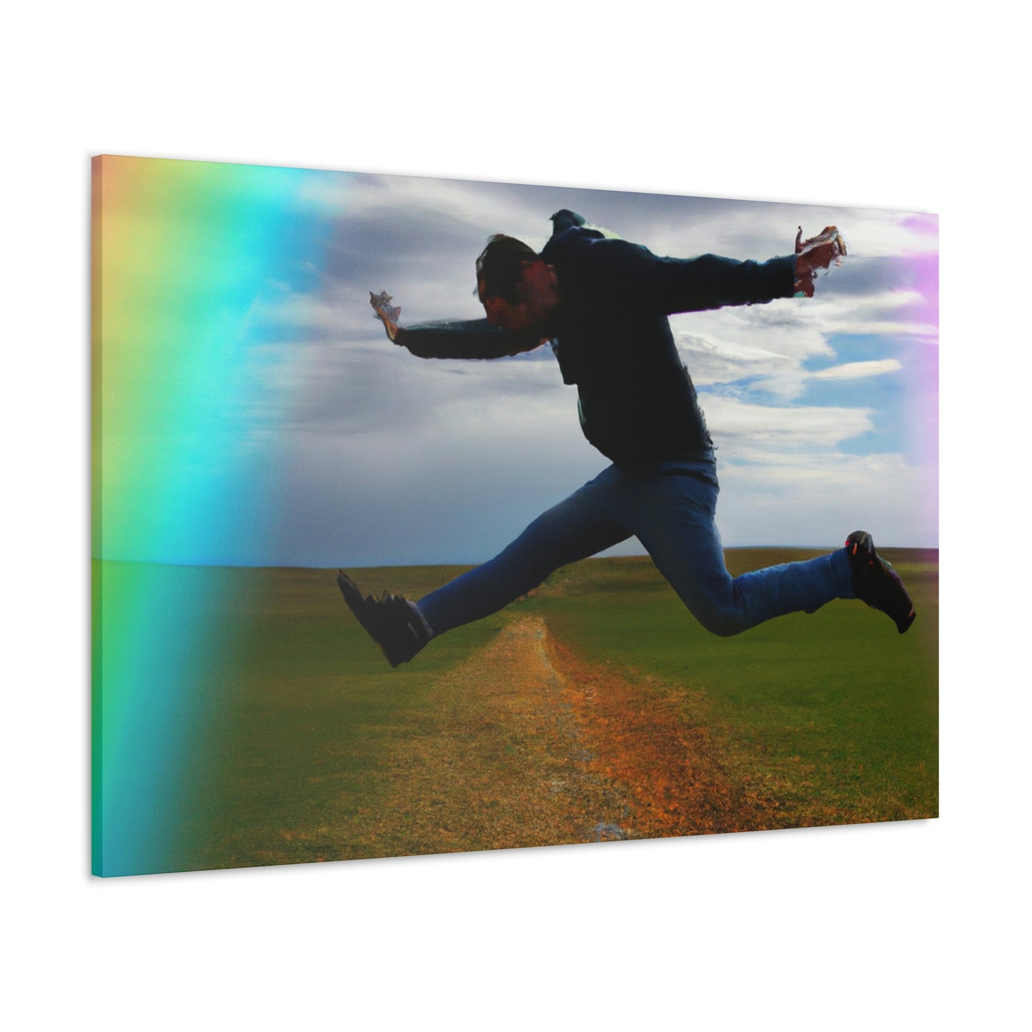 Regenbogen-Jumper-Künstler - Leinwand