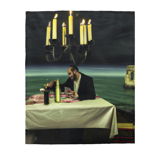 "A Beacon of Romance: An Intimate Candlelit Dinner in a Forgotten Lighthouse" - The Alien Velveteen Plush Blanket