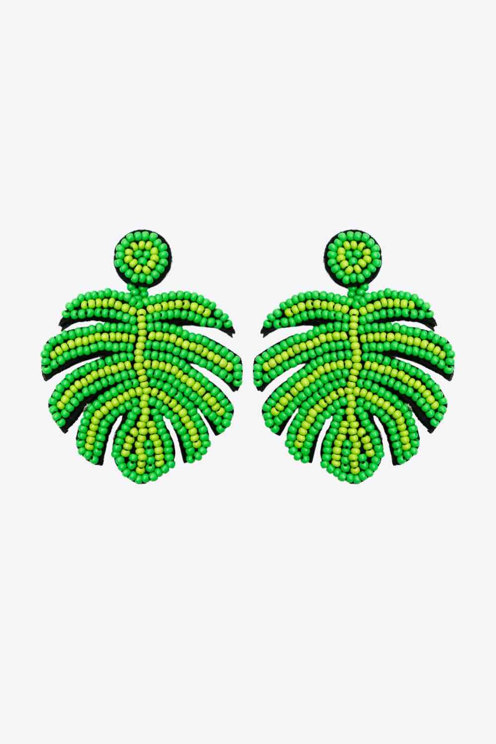 Beaded Banana Leaf Earrings