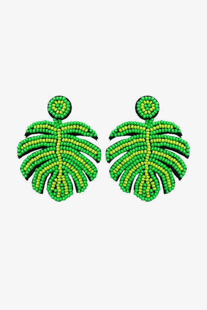 Beaded Banana Leaf Earrings