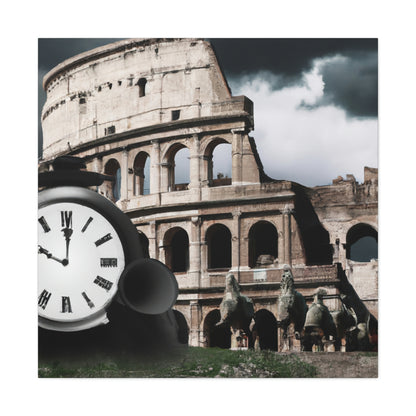 "Chronos's Chaos: The Time Machine Mishap in Ancient Rome" - The Alien Canva