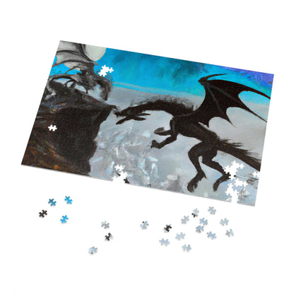 "Clash of Fire and Steel on the Moonlit Cliff" - The Alien Jigsaw Puzzle