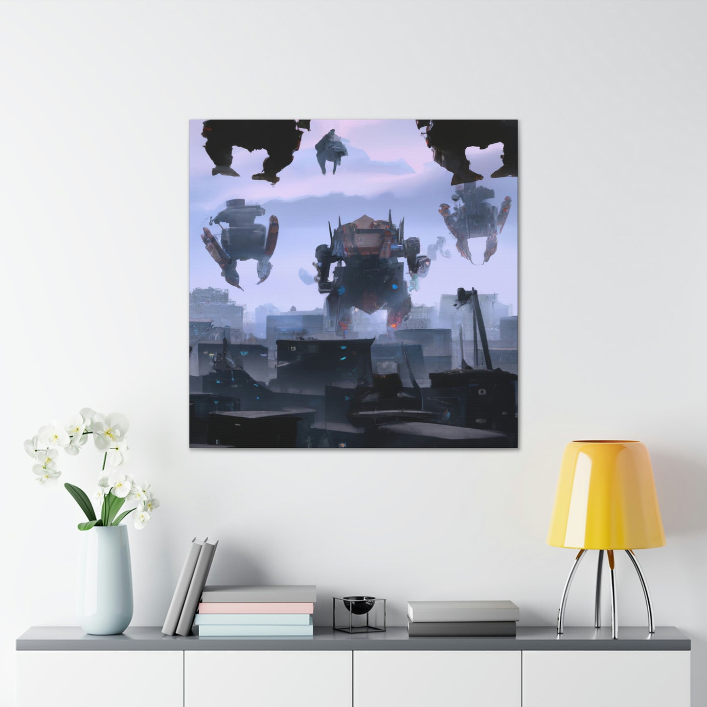 "Mech Mayhem: The Giant Robot City Showdown" - The Alien Canva