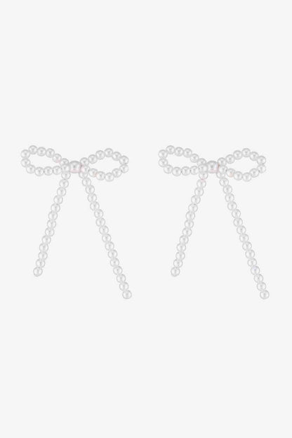 Bow-Shaped Pearl Earrings