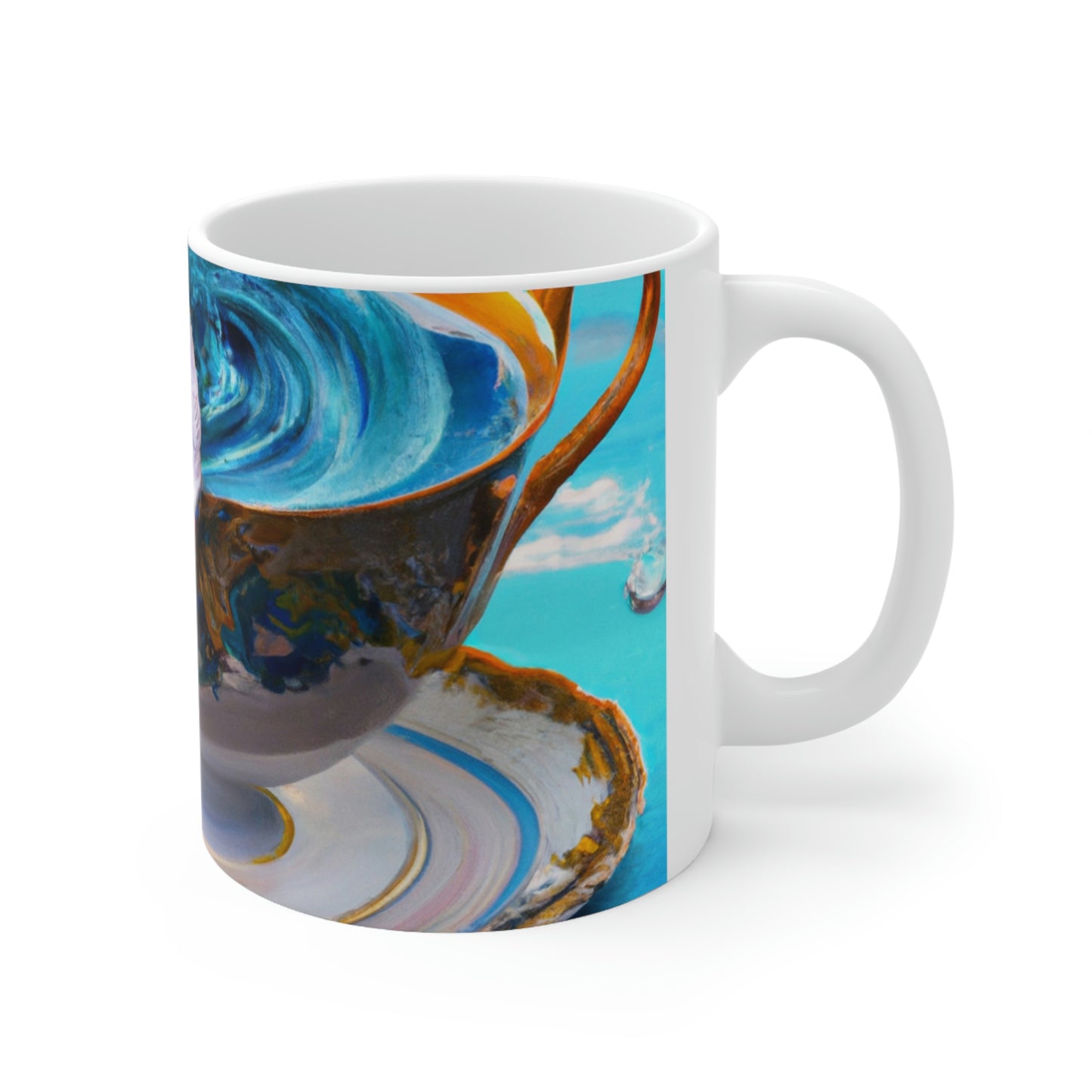 "Adrift in a China Cup: The Story of a Lost Child's Oceanic Adventure" - The Alien Ceramic Mug 11 oz