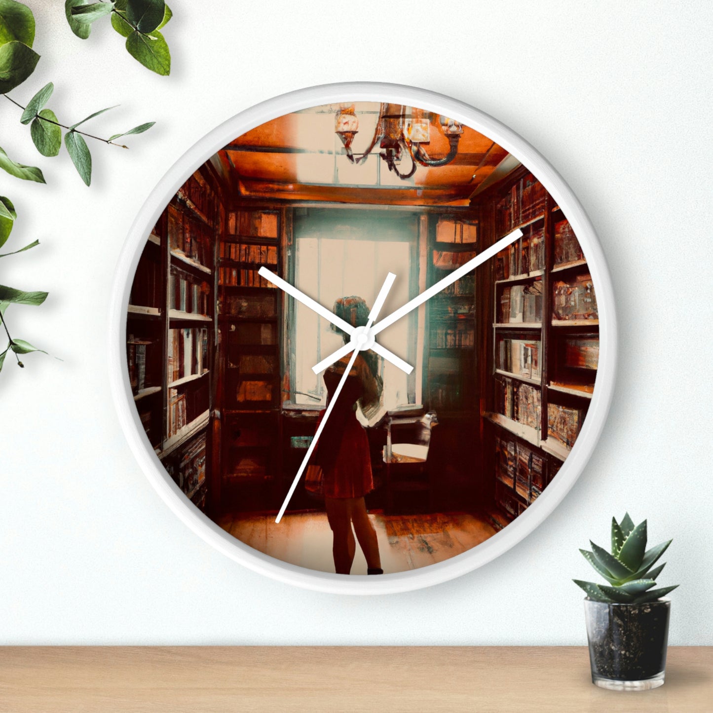 "The Enchanted Library Maze" - The Alien Wall Clock