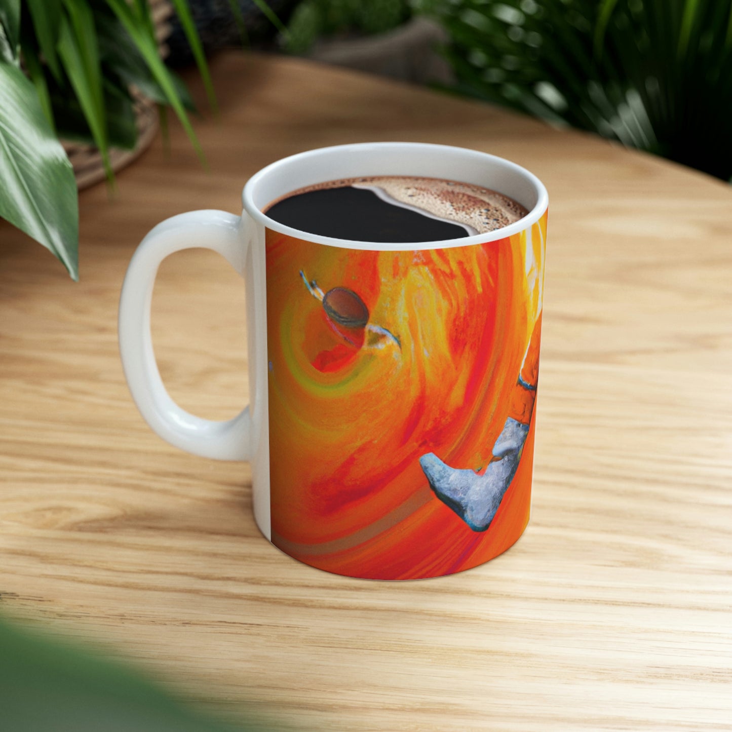 "Journeying in the Burning Orange Galaxy" - The Alien Ceramic Mug 11 oz