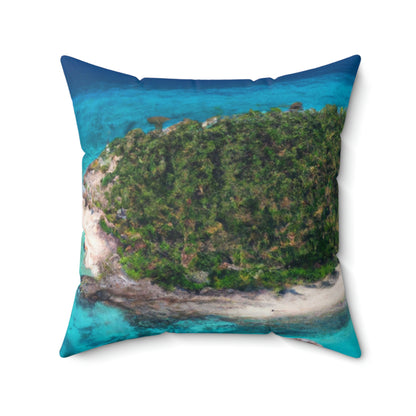 "Exploring Mystery Island by Airship" - Das Alien Square Pillow