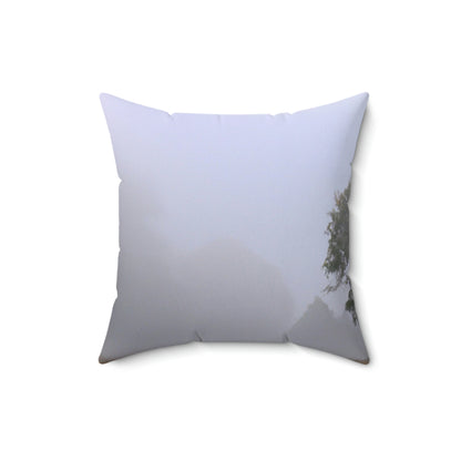 The Lonely Tree in the Foggy Meadow - The Alien Square Pillow