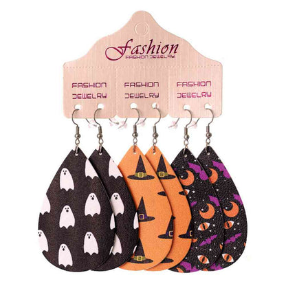 Halloween PU Tropfen Ohrringe Set