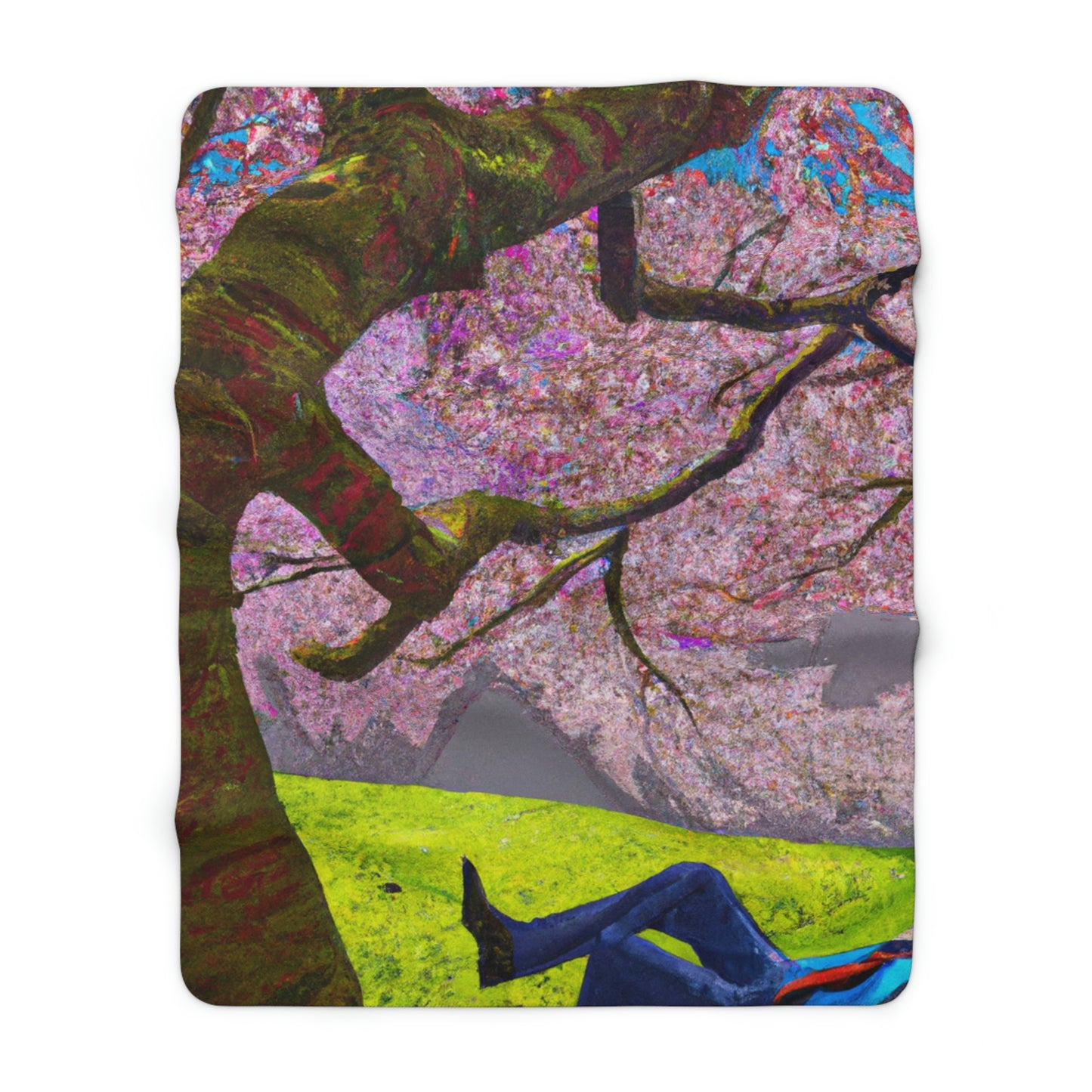 "A Moment of Calm Beneath the Cherry Blossoms" - The Alien Sherpa Fleece Blanket