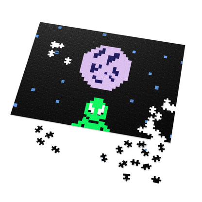 "Testigo solitario del cielo nocturno" - El rompecabezas alienígena Pixel Art