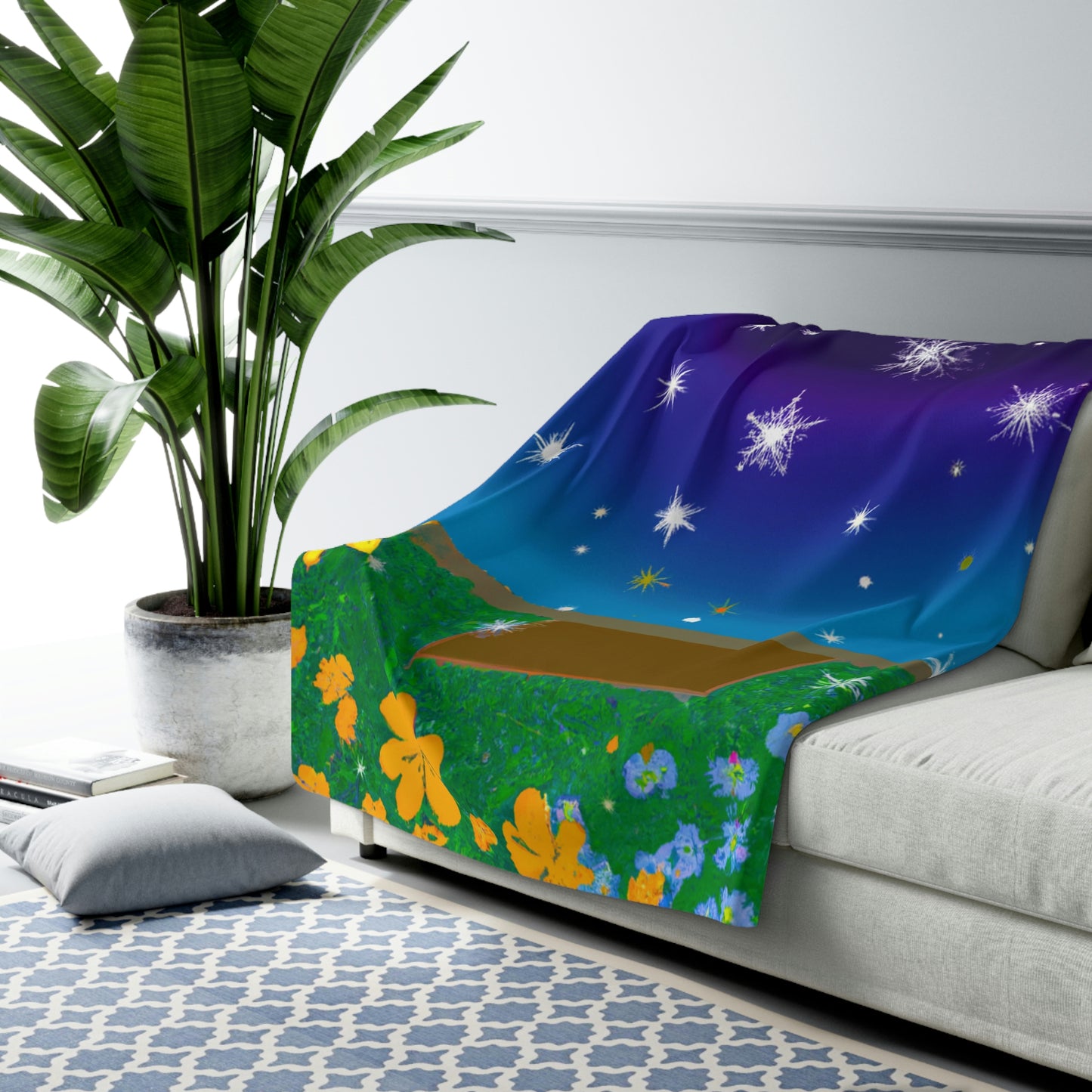 "A Celestial Garden of Color" - The Alien Sherpa Fleece Blanket