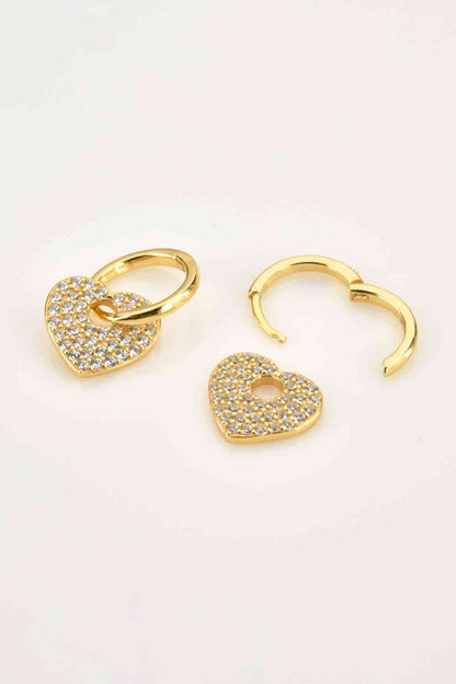 Zircon Heart Drop Huggie Earrings