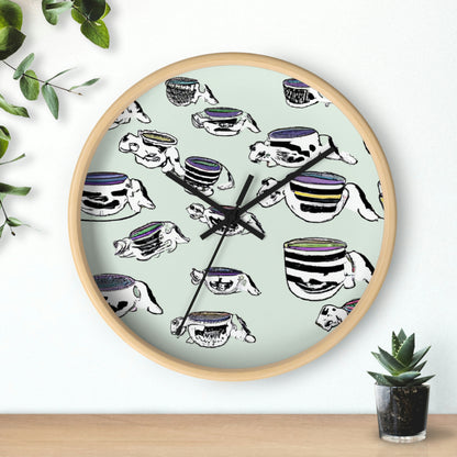 "Un desfile de la fiesta del té ronroneantemente precioso" - El reloj de pared alienígena