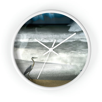 "A Sea of Turmoil: A Heron's Restlessness". - The Alien Wall Clock