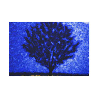 "A Lone Blue Tree in the Moonlight Field" - The Alien Canva