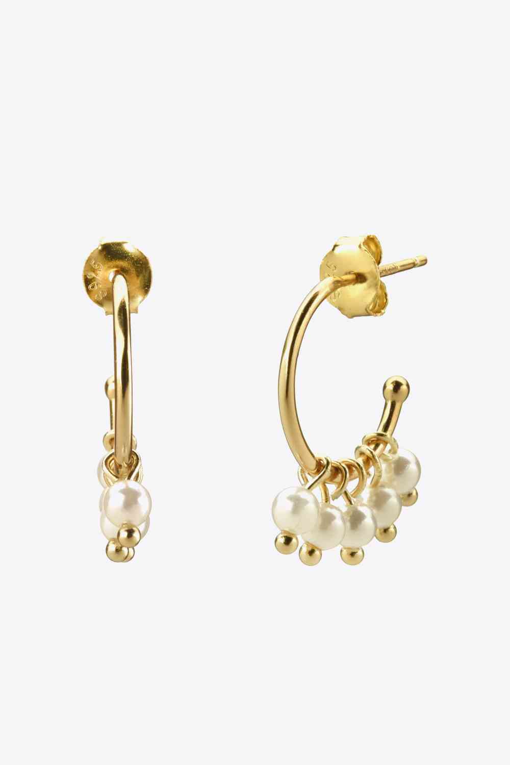 Pearl 925 Sterling Silver C-Hoop Earrings