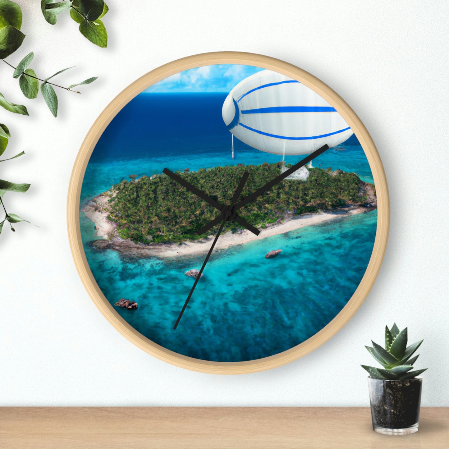 "Exploring Mystery Island by Airship" - The Alien Wall Clock