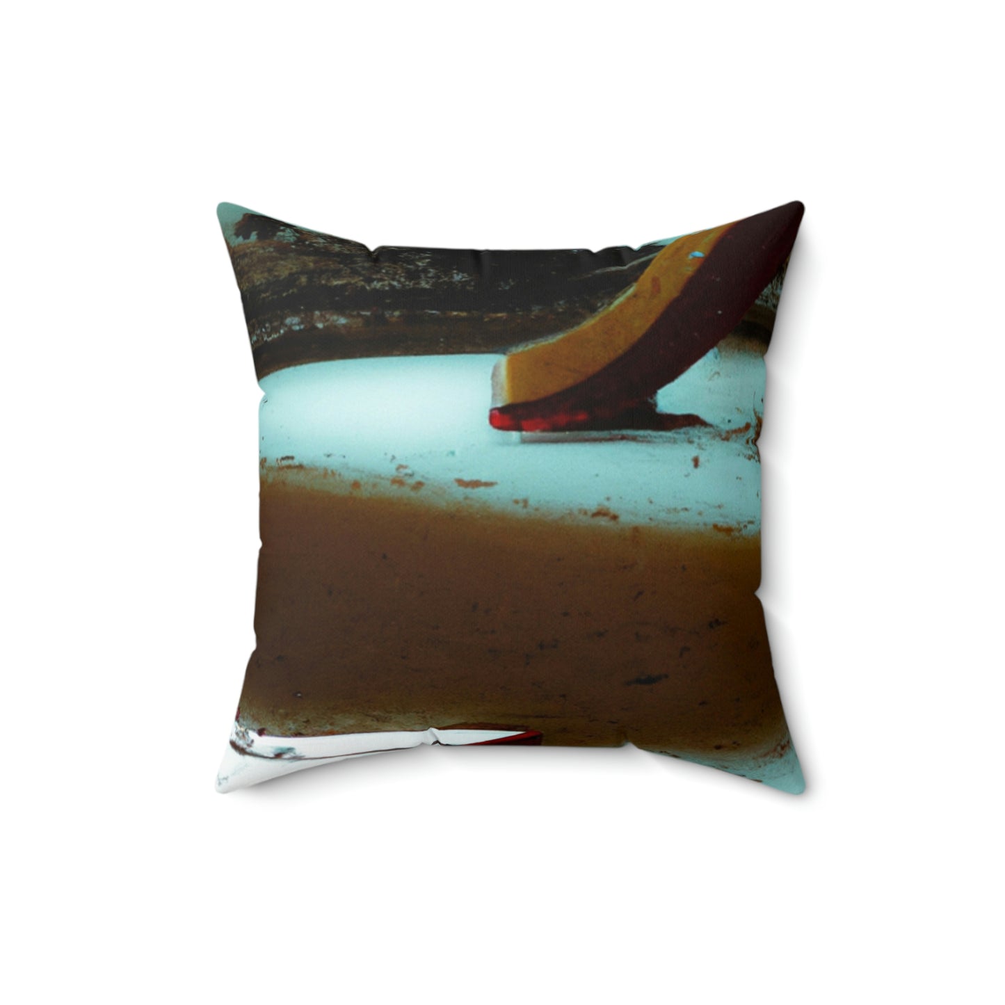 "Melancholy Snowman in a Silent Playground" - The Alien Square Pillow