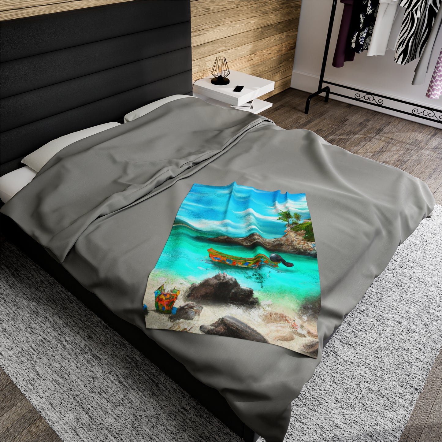 "Caribbean Fiesta on the Beach - A Digital Exploration of Mexican Culture" - The Alien Velveteen Plush Blanket