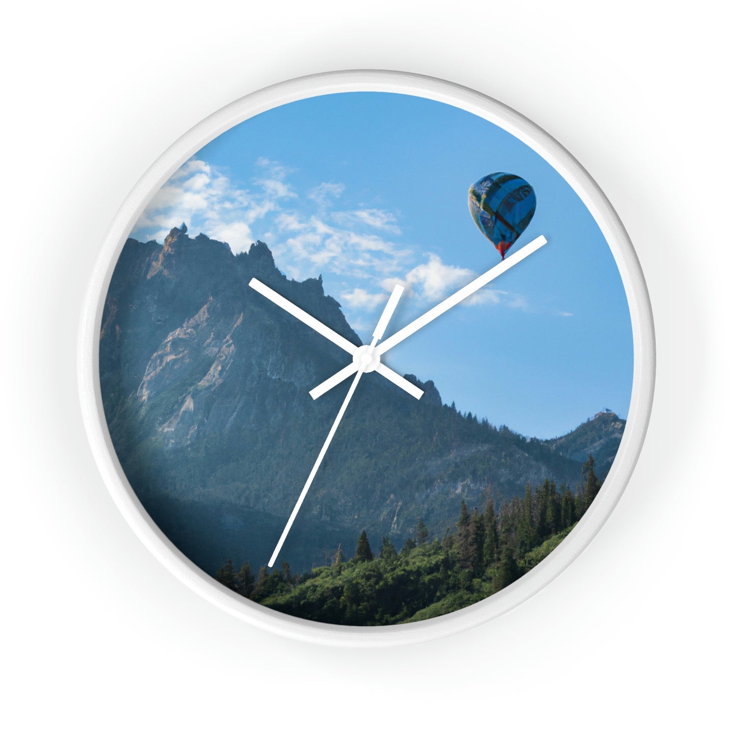 "Soaring Over Splendor: A Balloon Journey Through the Mountains" - The Alien Wall Clock