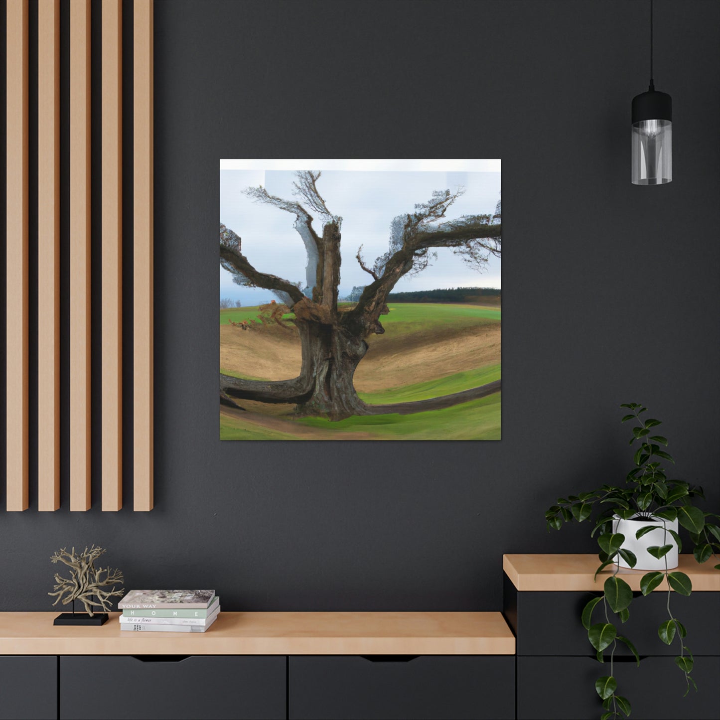 „Ein Schatten auf der Wiese: Der letzte stehende Baum“ – The Alien Canva