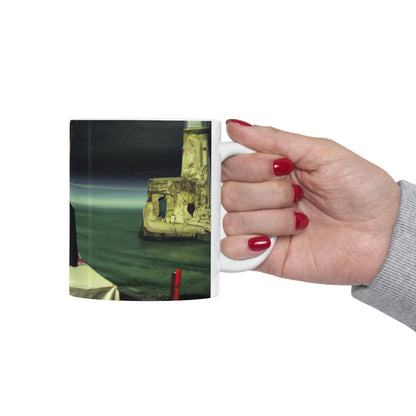 "A Beacon of Romance: An Intimate Candlelight Dinner in a Forgotten Lighthouse" - The Alien Ceramic Mug 11 oz