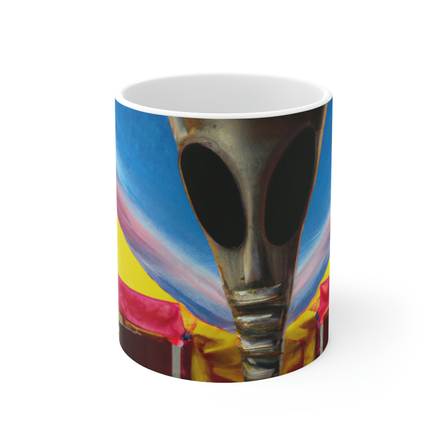 "Fair Invaders: A Cosmic Crash Course" - The Alien Ceramic Mug 11 oz