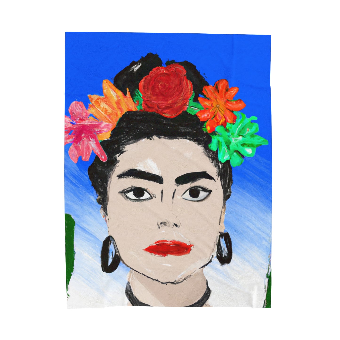 "Fiery Frida: Painting a Mexican Icon with Colorful Culture" - The Alien Velveteen Plush Blanket