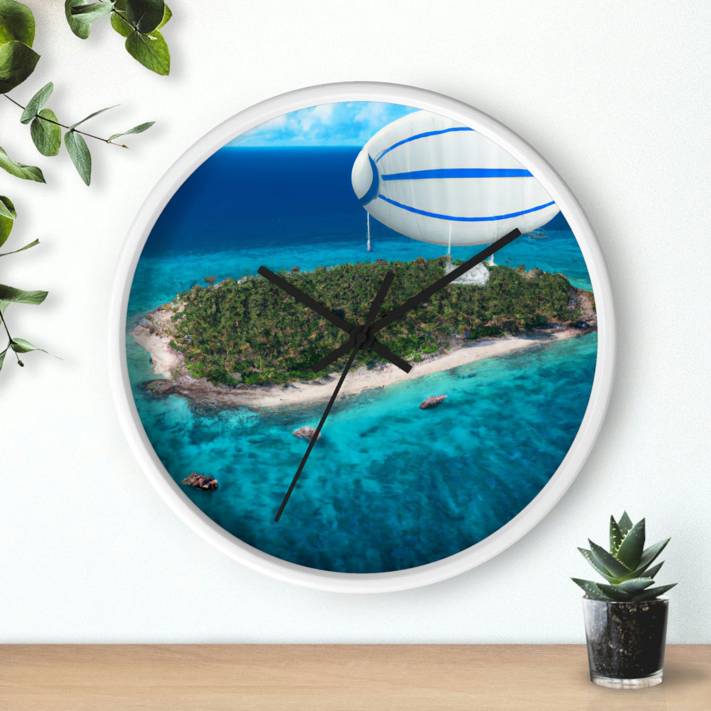 "Explorando Mystery Island en dirigible" - El reloj de pared alienígena