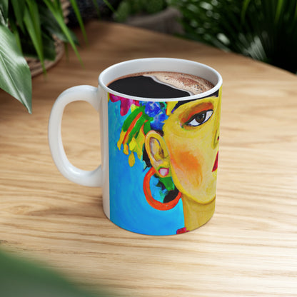 „Fierce and Free: Eine von Frida Kahlo inspirierte Hommage an mexikanische Frauen“ – The Alien Keramiktasse 11 oz