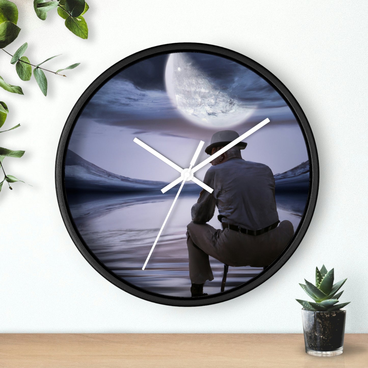 Moonlight Reflections on a Quiet Lake - The Alien Wall Clock