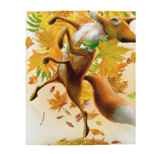 "Autumnal Adventure: A Fox's Mischief" - The Alien Velveteen Plush Blanket