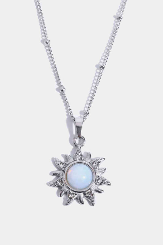 Halskette mit Opal-Sonnenanhänger aus Edelstahl