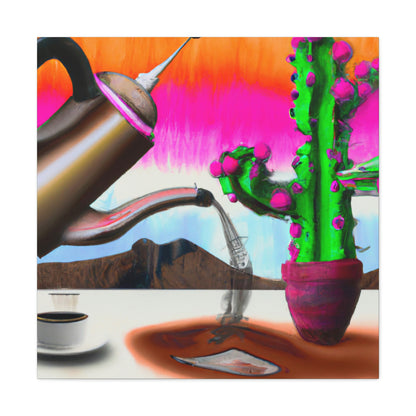 "An Awkward Caffeinated Moment: The Tale of a Bot and a Cactus" - The Alien Canva