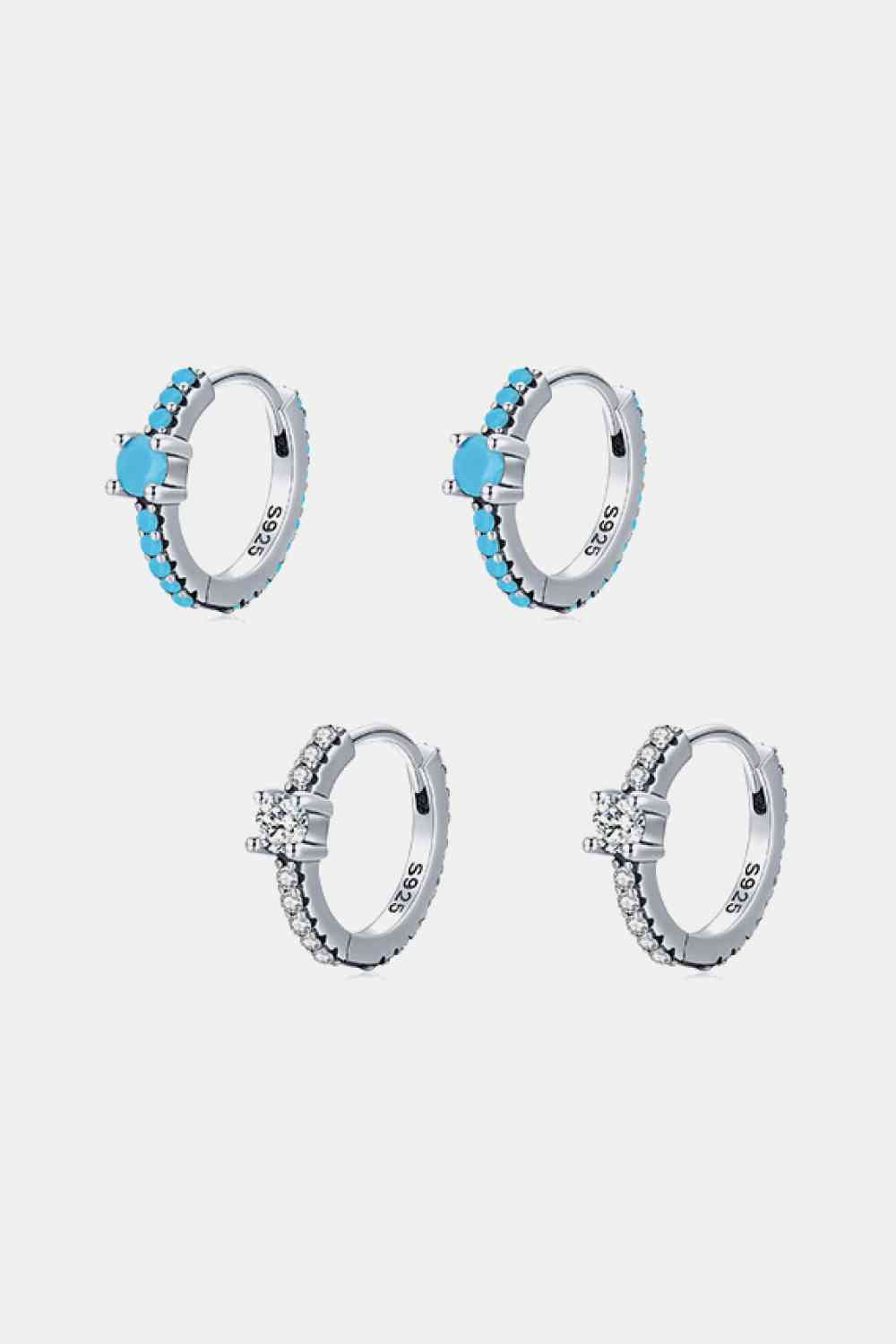 925 Sterling Silver Artificial Turquoise Huggle Earrings