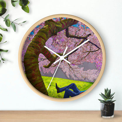 "Un momento de calma bajo las flores de cerezo" - El reloj de pared alienígena