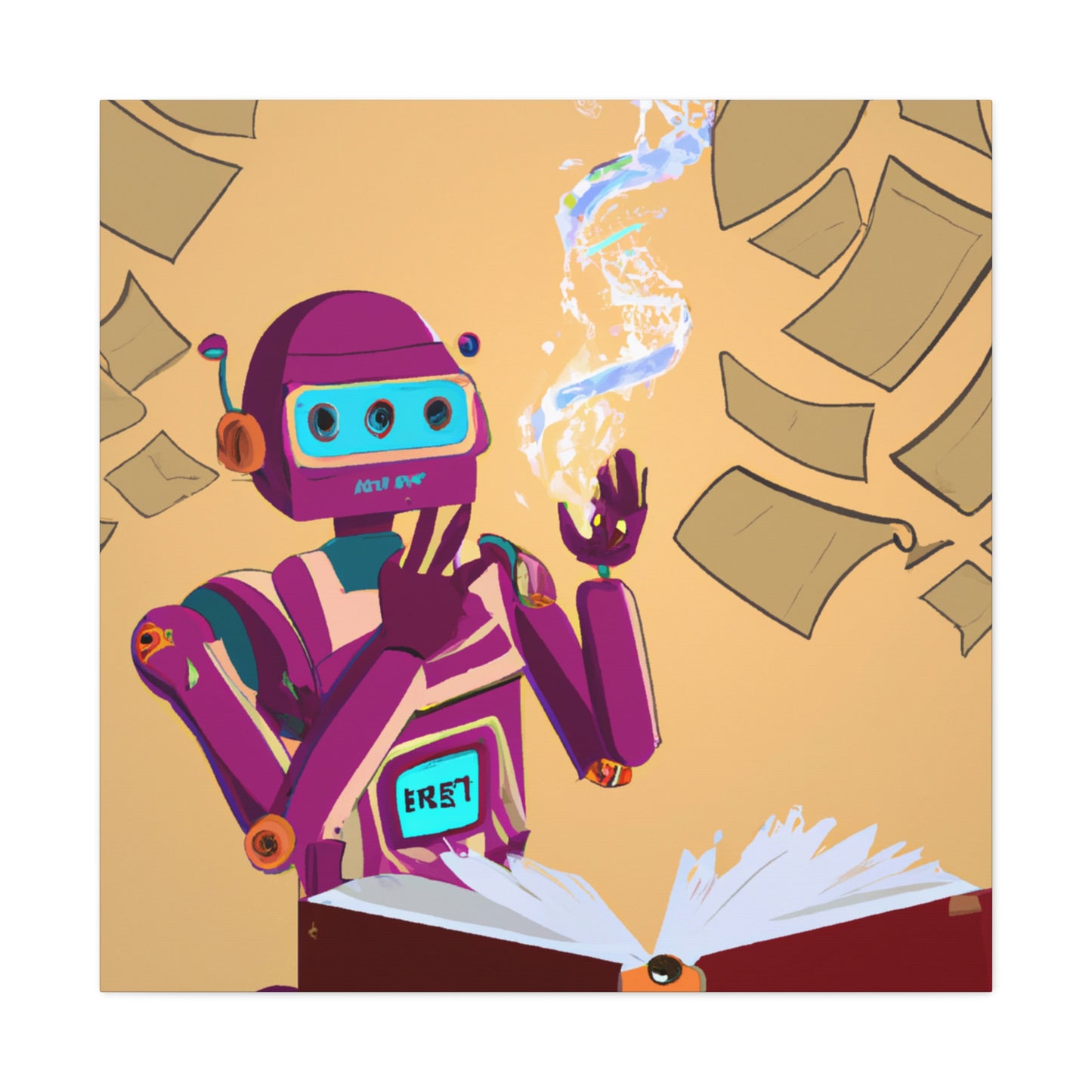 "Robot Librarian and the Magical Tome" - The Alien Canva