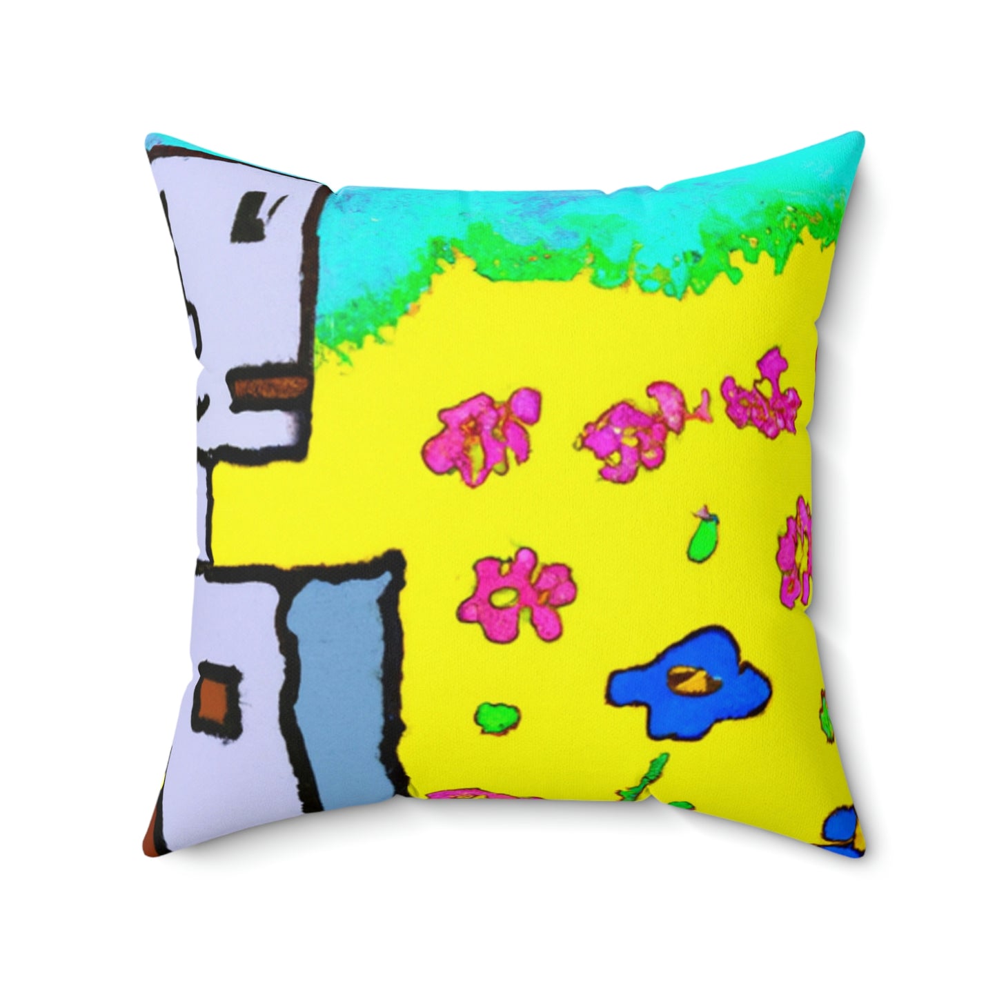 "A Small Miracle in a Sea of Flowers" - The Alien Square Pillow