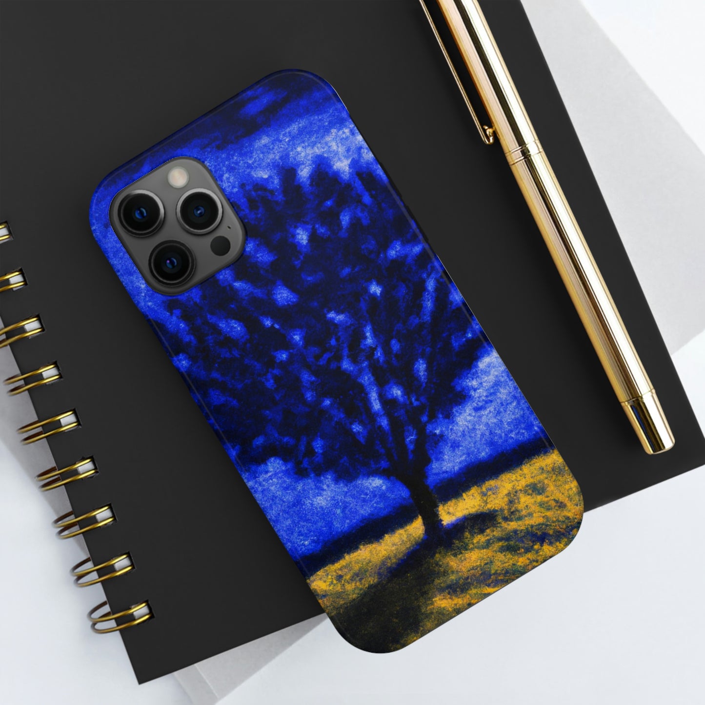 "A Lone Blue Tree in the Moonlight Field" - The Alien Tough Phone Cases