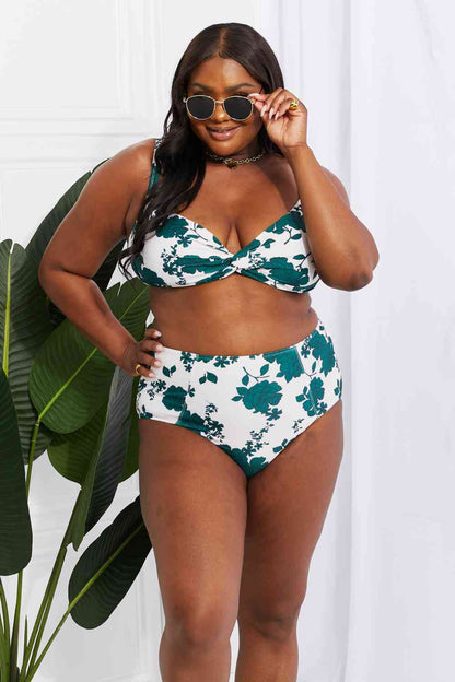 Bikini de talle alto en color bosque Take A Dip Twist de Marina West Swim