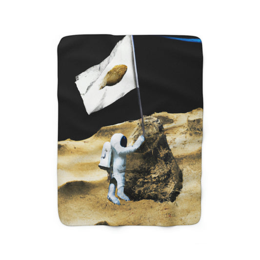 "Claiming Space: The Astronaut's Asteroid Flag Planting" - The Alien Sherpa Fleece Blanket