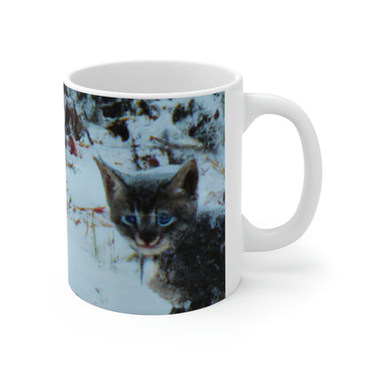 "Brave Kitten in the Frozen Storm" - The Alien Ceramic Mug 11 oz