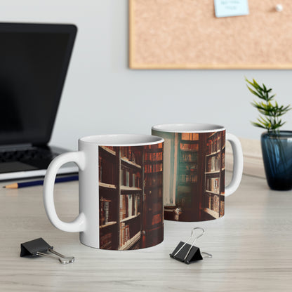 "The Enchanted Library Maze" - The Alien Ceramic Mug 11 oz