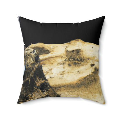 "Claiming Space: The Astronaut's Asteroid Flag Planting" - The Alien Square Pillow