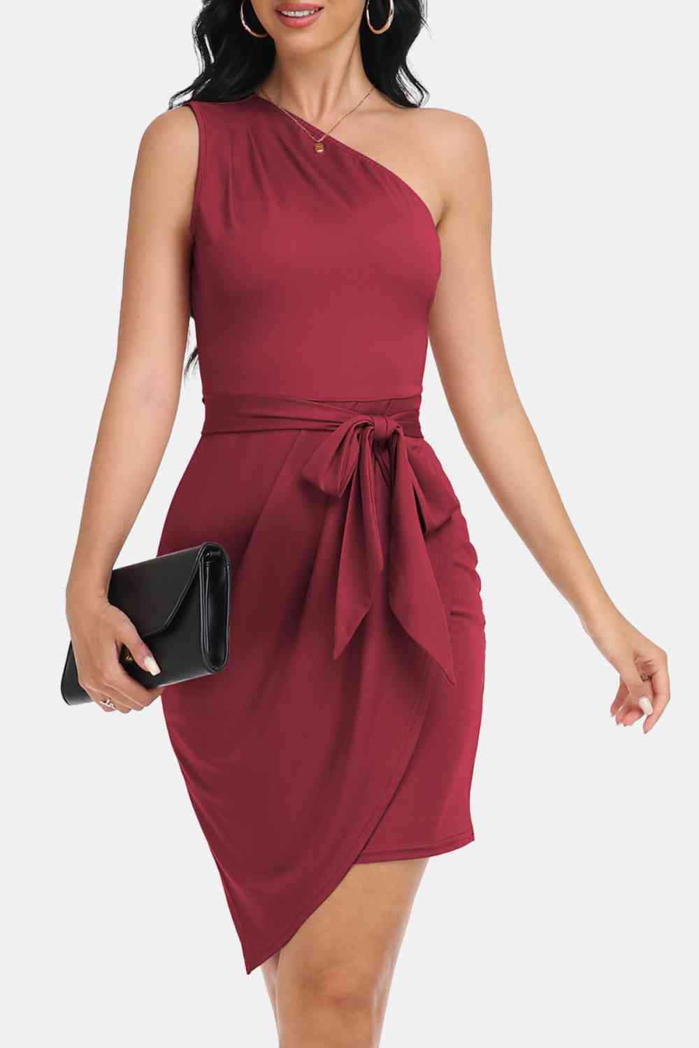 Ärmelloses One-Shoulder-Kleid zum Binden vorn