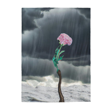 "Aight Against the Storm: The Story of a Lonely Flower" - The Alien Velveteen Plush Blanket